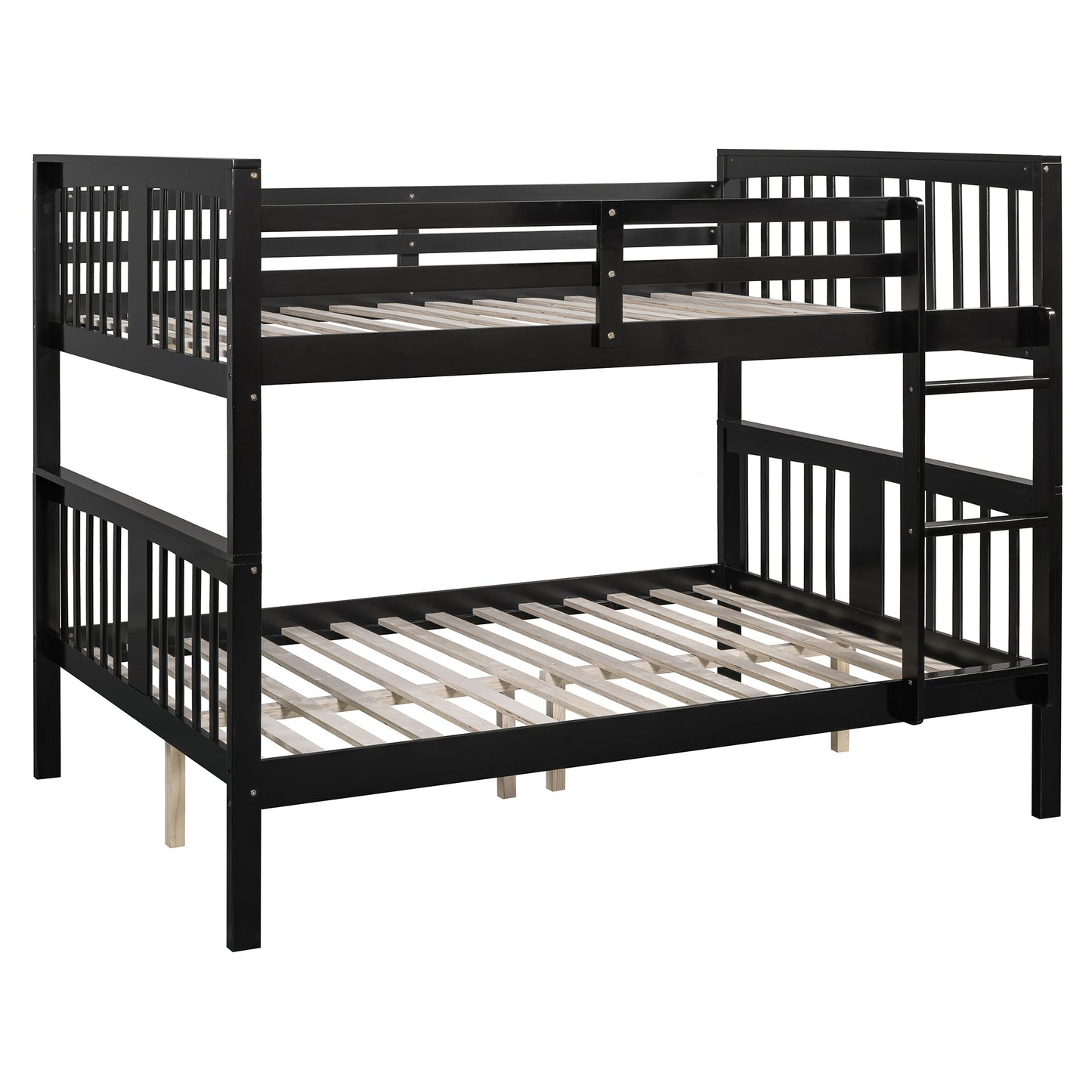 Full over Full Bunk Bed with Ladder for Bedroom, Guest Room Furniture