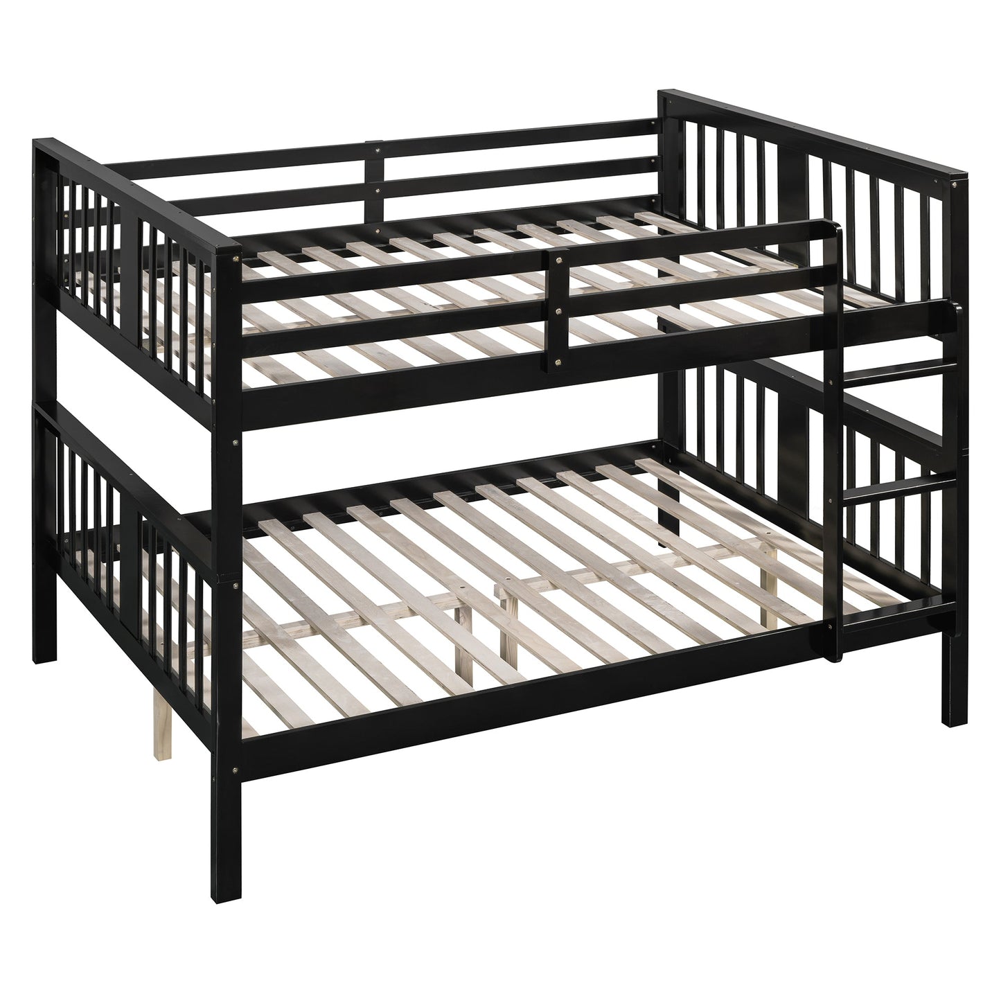 Full over Full Bunk Bed with Ladder for Bedroom, Guest Room Furniture
