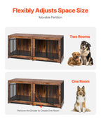 Dog Crate Furniture 75 In Indoor Wooden Dog Kennel With Divider And