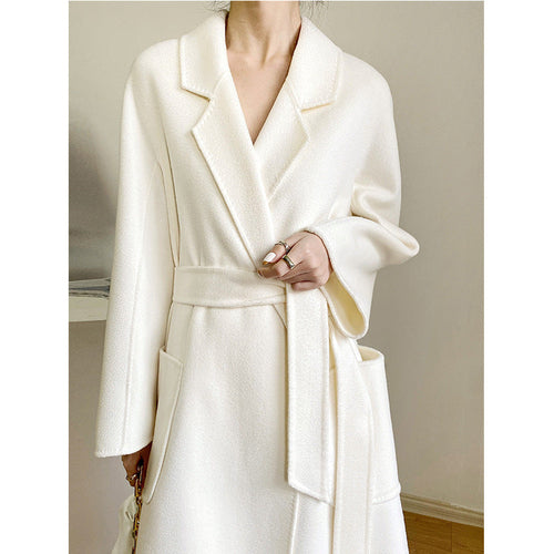 Women's Fashion Double-Sided Cashmere Water Ripple Coat – Luxury &