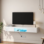 LumiWall™ – Floating TV Wall Shelf with 16-Color LED Lights for 55–65"