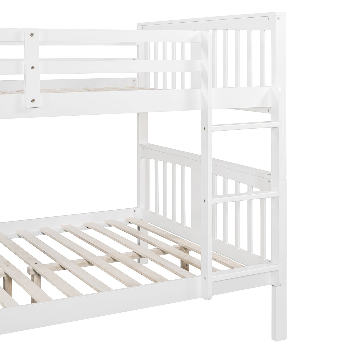 Full over Full Bunk Bed with Ladder for Bedroom, Guest Room Furniture