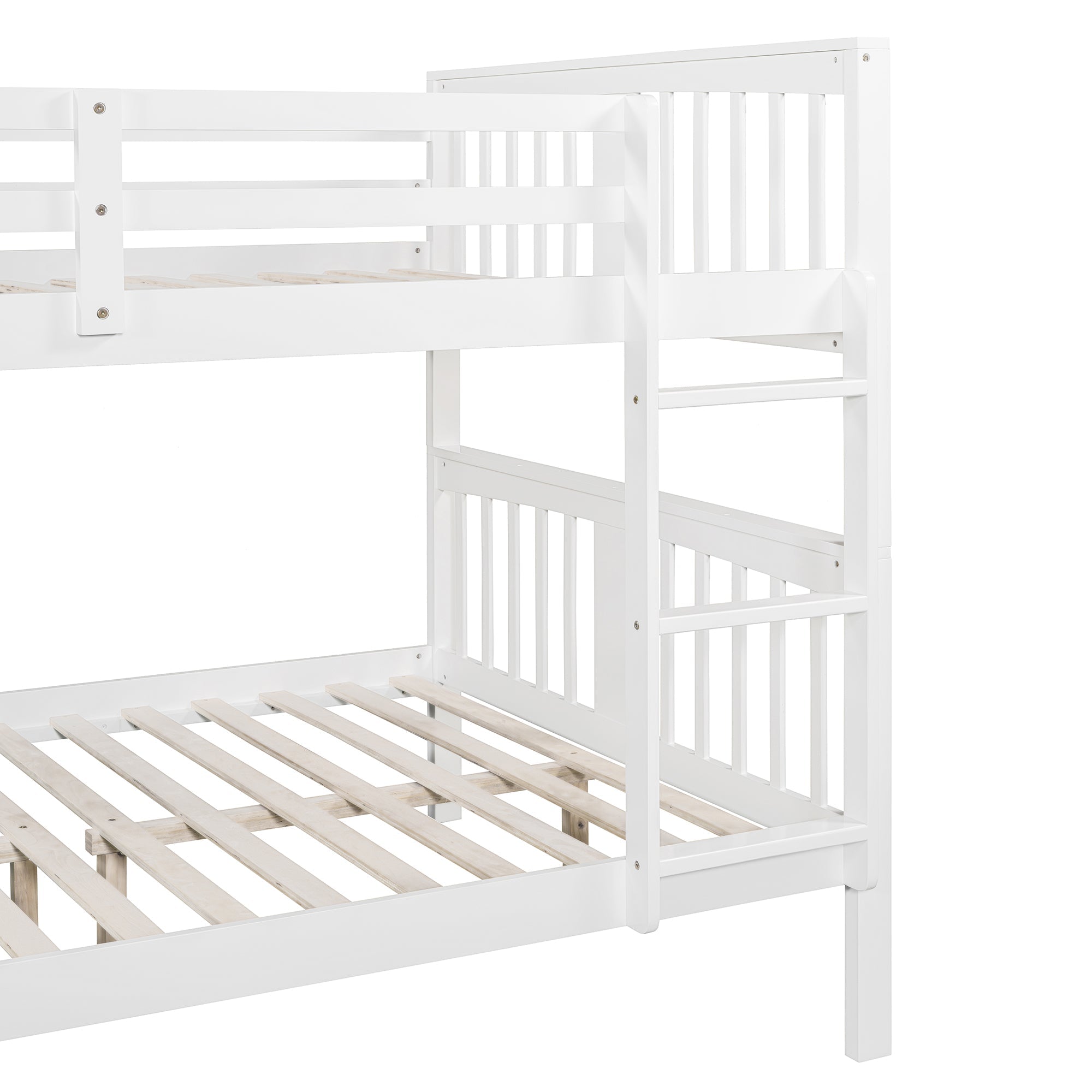 Full over Full Bunk Bed with Ladder for Bedroom, Guest Room Furniture