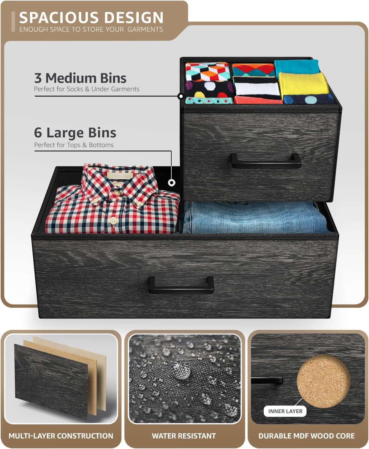 Faux Wood Dresser 9 Drawers For Bedroom Furniture Storage