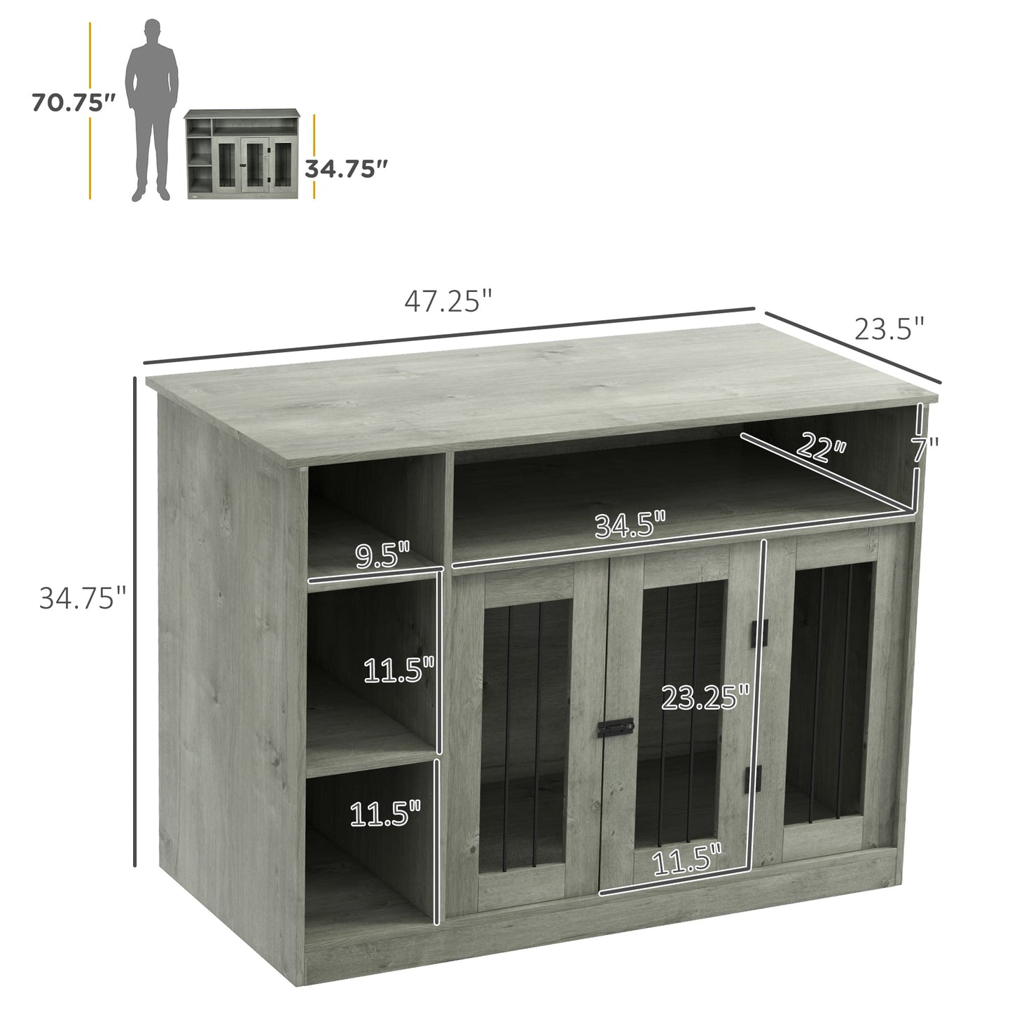 47" Dog Crate Furniture with Storage