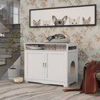 Hidden Cat Litter Box Furniture with Storage Bench , Wooden Pet House