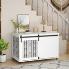 Modern Wooden Dog Crate Furniture with Sliding Barn Door – MDF Indoor