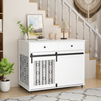 Modern Wooden Dog Crate Furniture with Sliding Barn Door – MDF Indoor