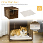 Furniture Style Dog Crate End Table with Removable Door Panel, Dog