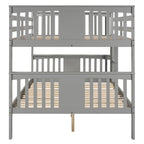 Full over Full Bunk Bed with Ladder for Bedroom, Guest Room Furniture