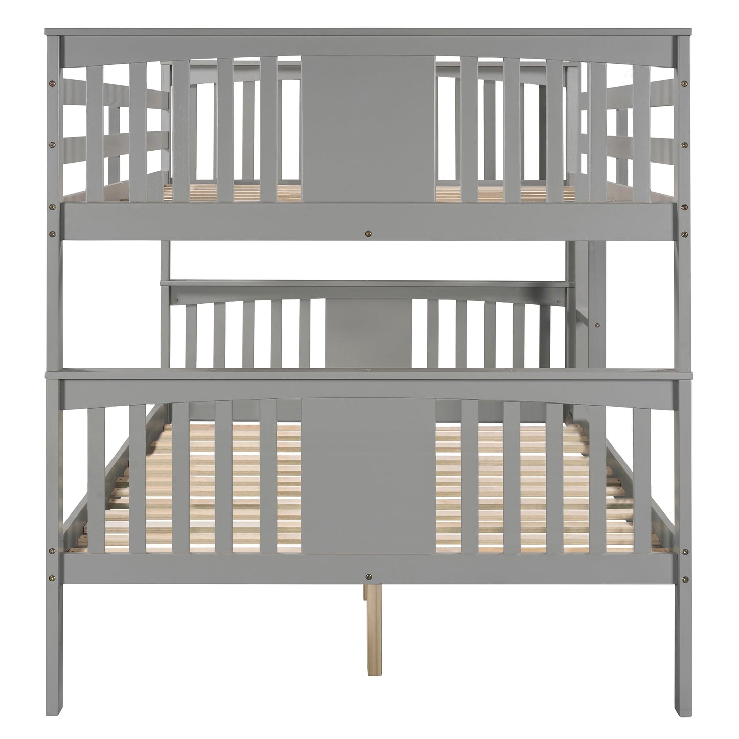 Full over Full Bunk Bed with Ladder for Bedroom, Guest Room Furniture