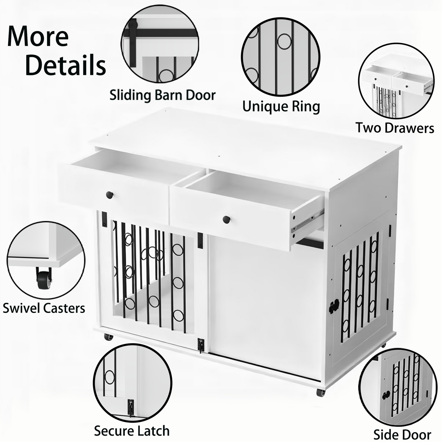 Modern Wooden Dog Crate Furniture with Sliding Barn Door – MDF Indoor
