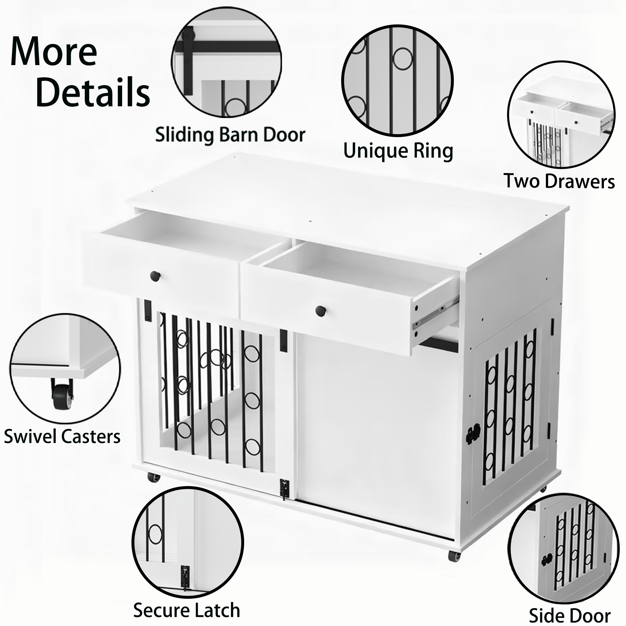 Modern Wooden Dog Crate Furniture with Sliding Barn Door – MDF Indoor