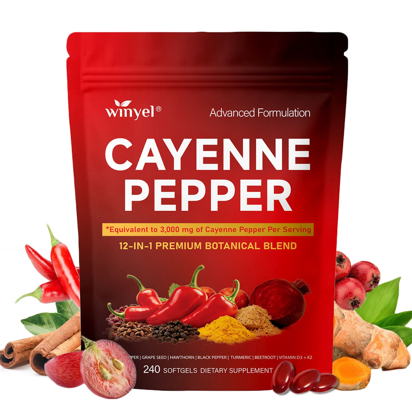 Chili pepper softgel supplement to support leg vein, heart, and