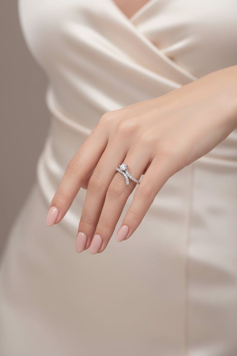 High Polished Stainless Steel Ring with AAA Grade CZ | DA145