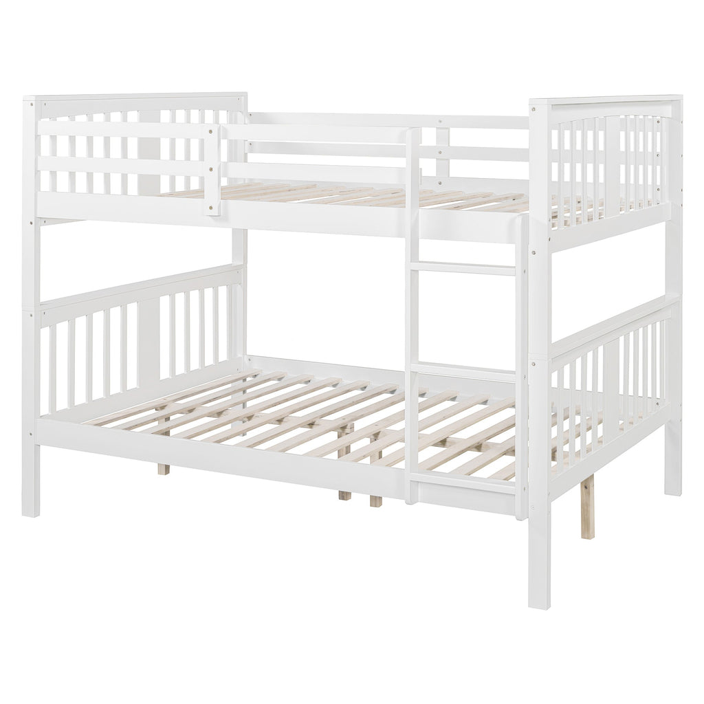 Full over Full Bunk Bed with Ladder for Bedroom, Guest Room Furniture