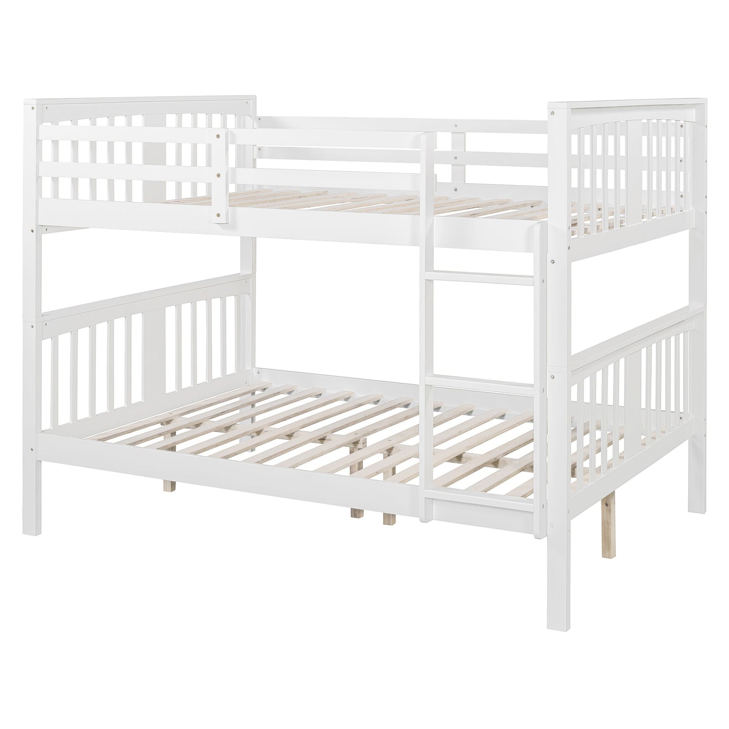 Full over Full Bunk Bed with Ladder for Bedroom, Guest Room Furniture
