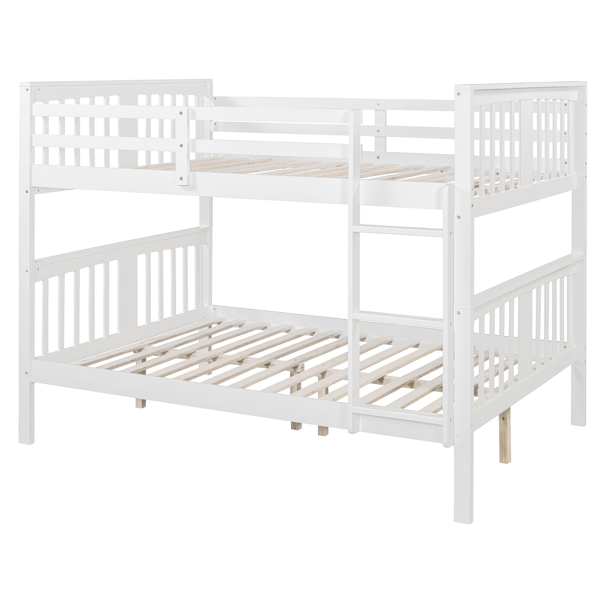 Full over Full Bunk Bed with Ladder for Bedroom, Guest Room Furniture