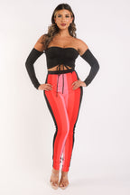 Casual Leggings And Matching Off Shoulder Top Outfit Set PINK