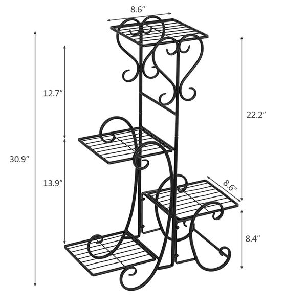 4 Tier Metal Flower Plant Stand Display Shelf for Home Garden