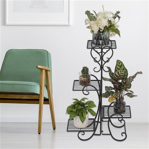 4 Tier Metal Flower Plant Stand Display Shelf for Home Garden