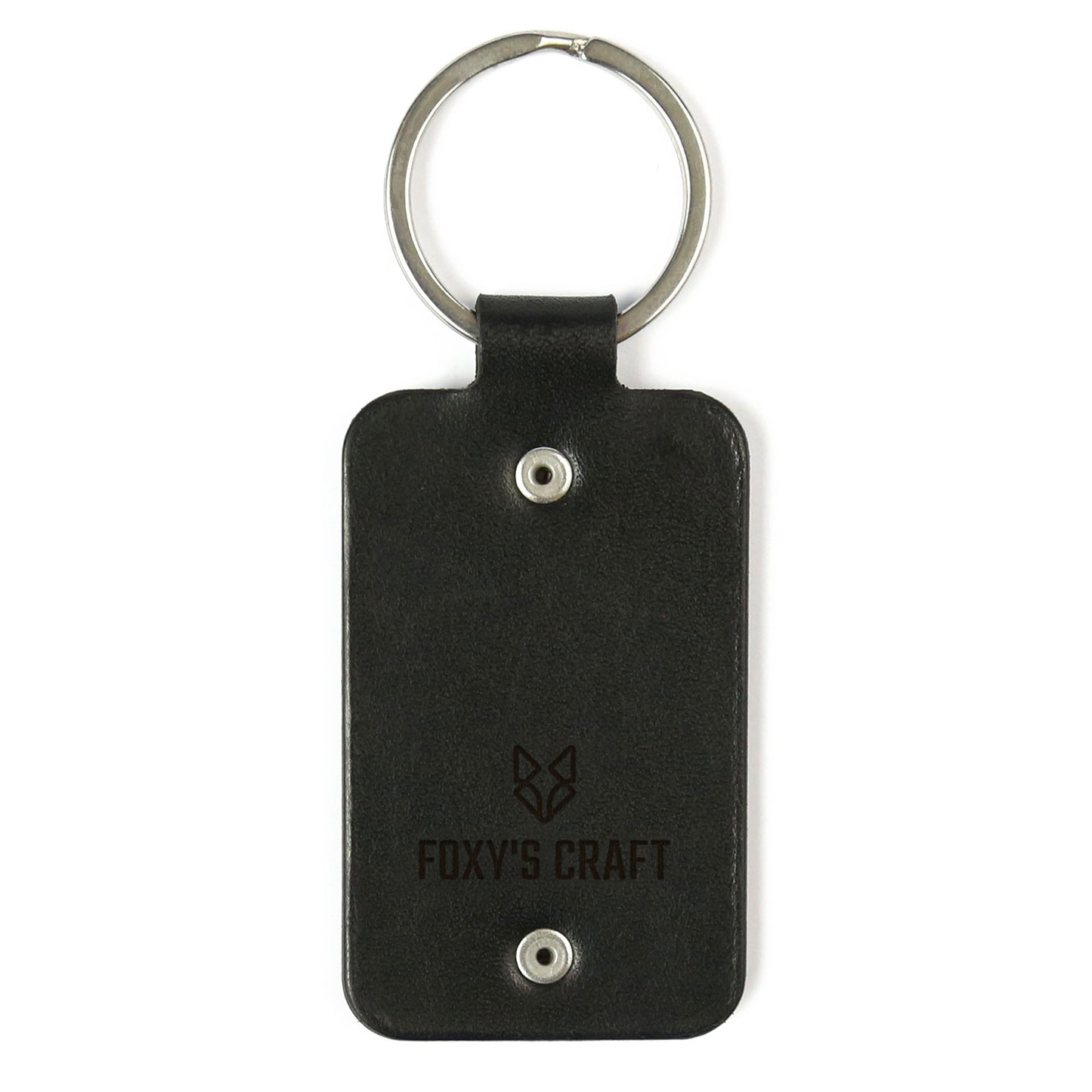 Leather keychain with stainless steel plate – Family