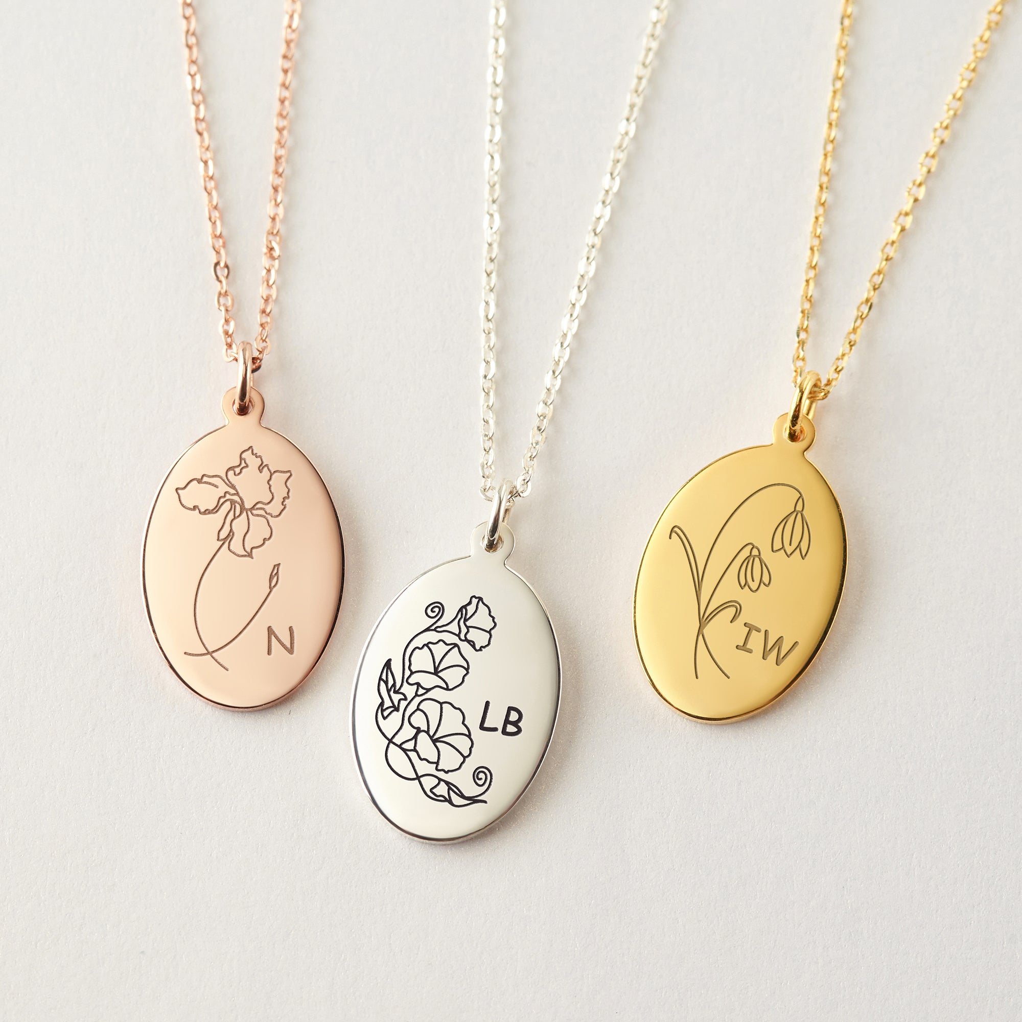 Birth Flower Necklace For Mom, Mother Jewelry, Mom Necklace Flowers