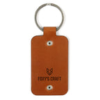 Leather keychain with stainless steel plate – Family