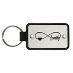 Leather keychain with stainless steel plate – Family