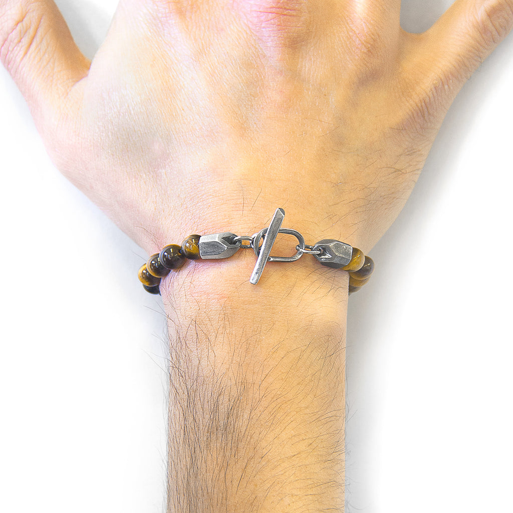 Brown Tigers Eye Tinago Silver and Stone Beaded Bracelet