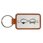 Leather keychain with stainless steel plate – Family