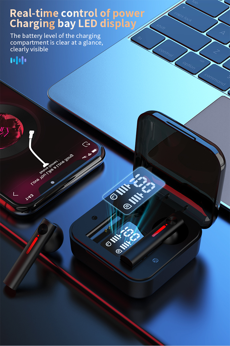 LED Wireless TWS Earbuds with Mic