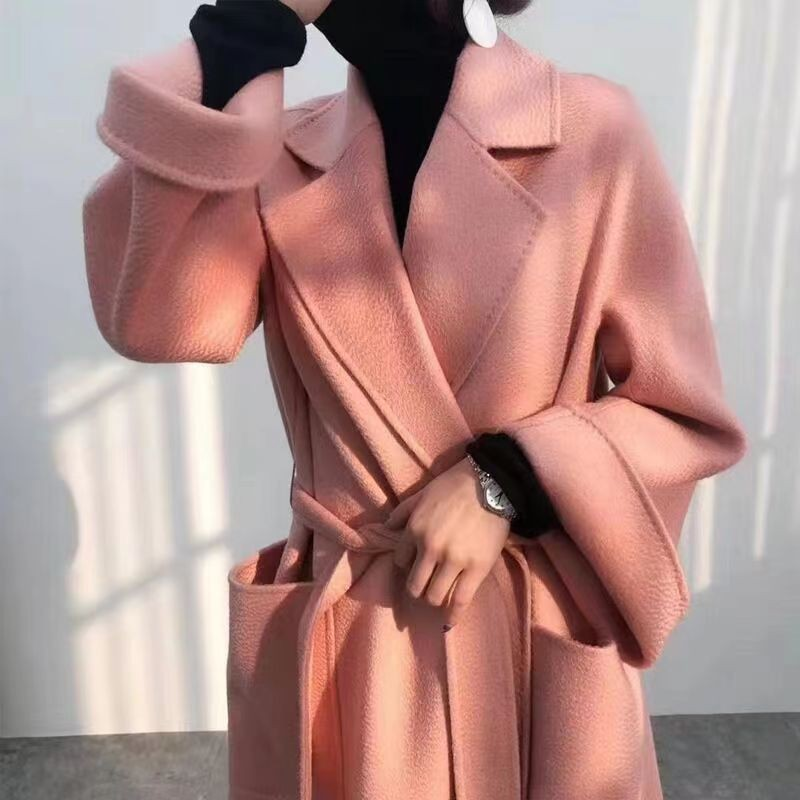 Women's Fashion Double-Sided Cashmere Water Ripple Coat – Luxury &
