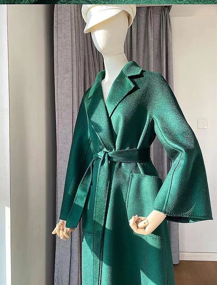 Women's Fashion Double-Sided Cashmere Water Ripple Coat – Luxury &