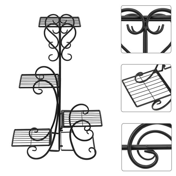 4 Tier Metal Flower Plant Stand Display Shelf for Home Garden