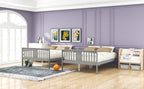Full over Full Bunk Bed with Ladder for Bedroom, Guest Room Furniture