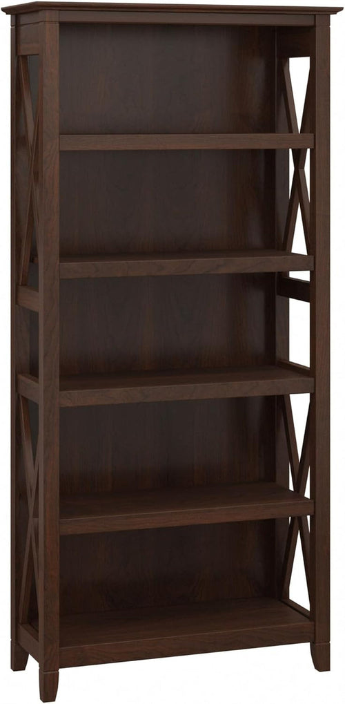 Bush Furniture Tall 5 Shelf Bookcase Bing Cherry Finish