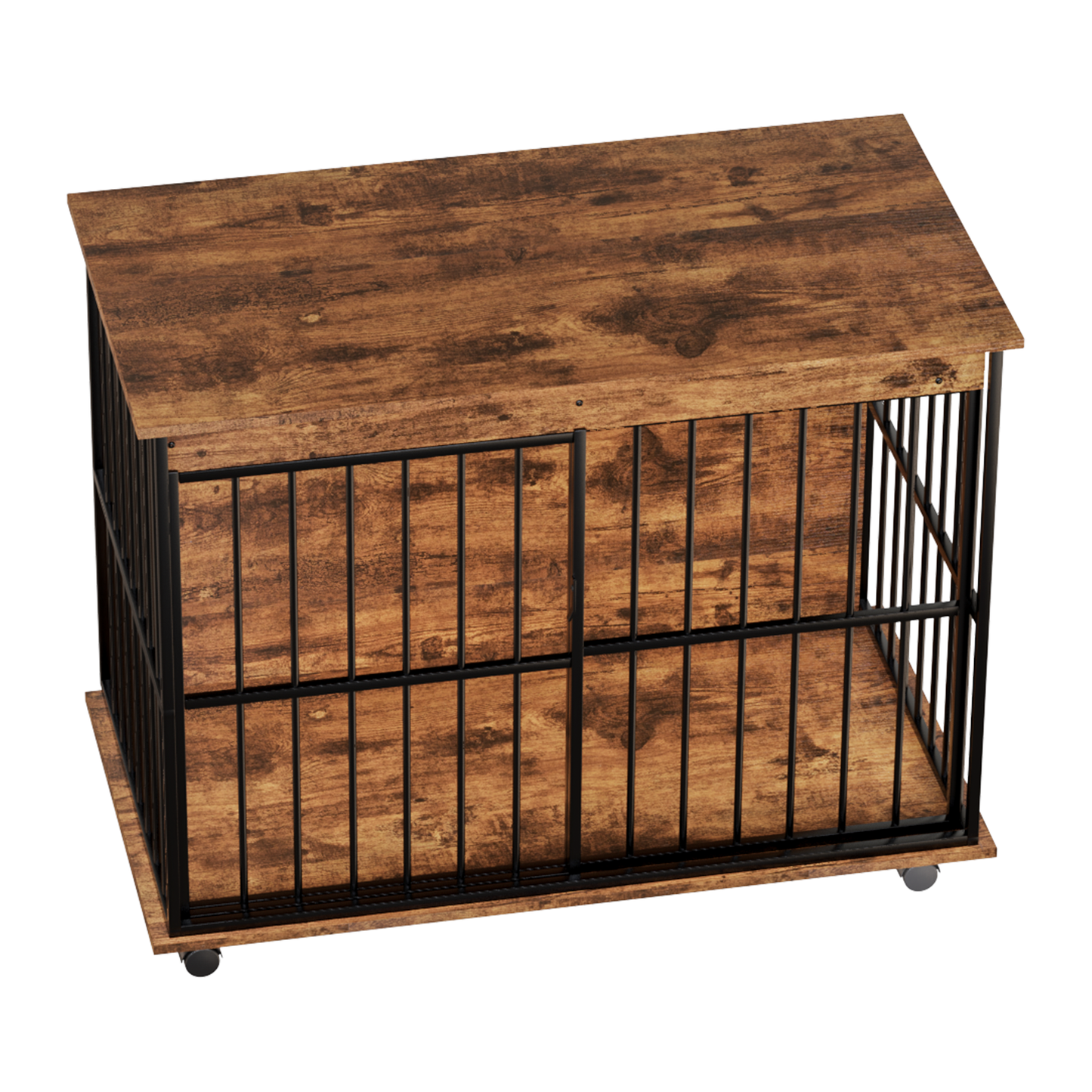 Large Wooden Dog Crate Furniture with Tray , Indoor Pet Kennel Side