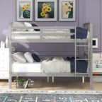 Full over Full Bunk Bed with Ladder for Bedroom, Guest Room Furniture