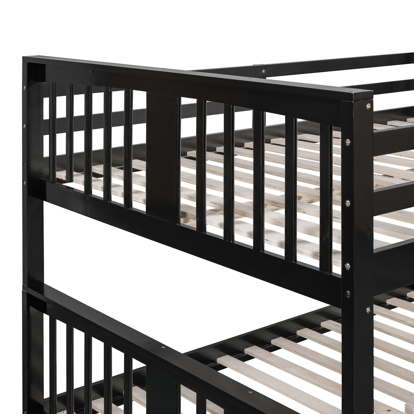 Full over Full Bunk Bed with Ladder for Bedroom, Guest Room Furniture