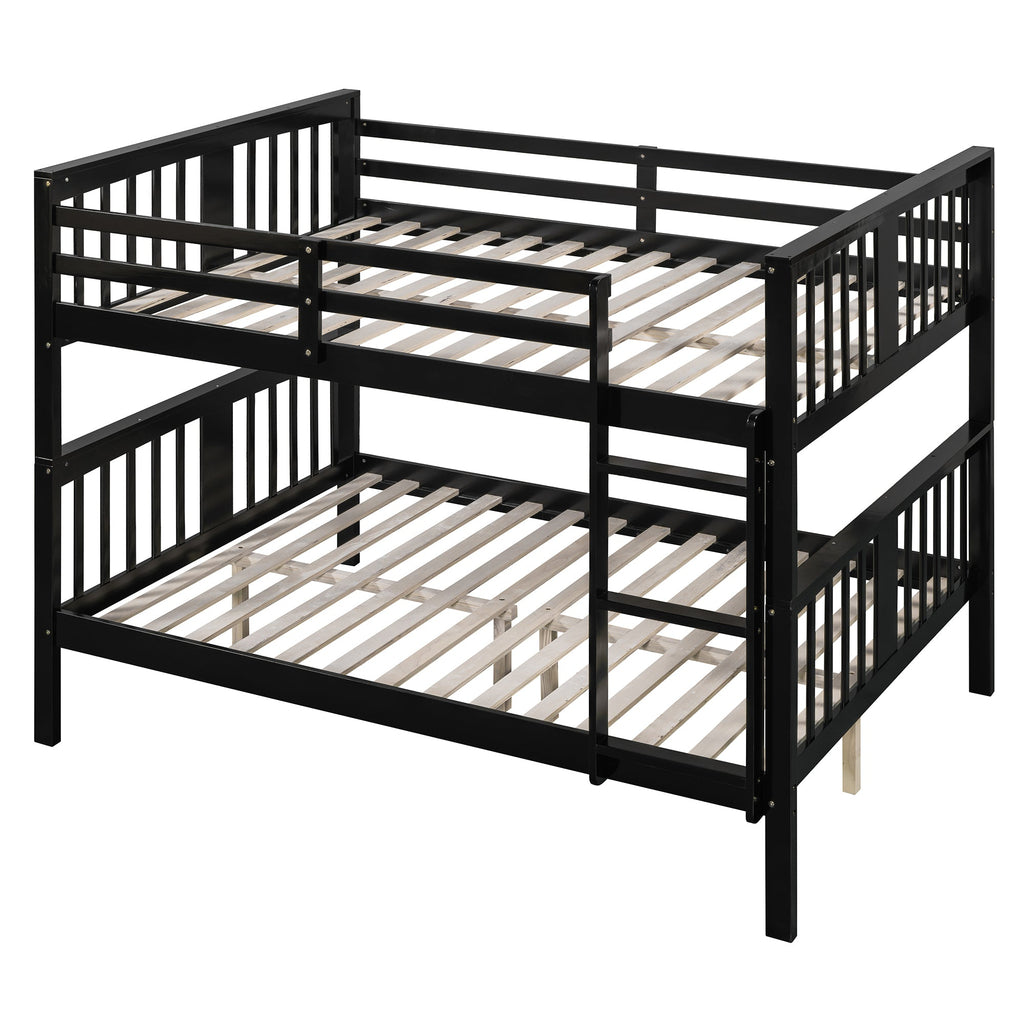 Full over Full Bunk Bed with Ladder for Bedroom, Guest Room Furniture