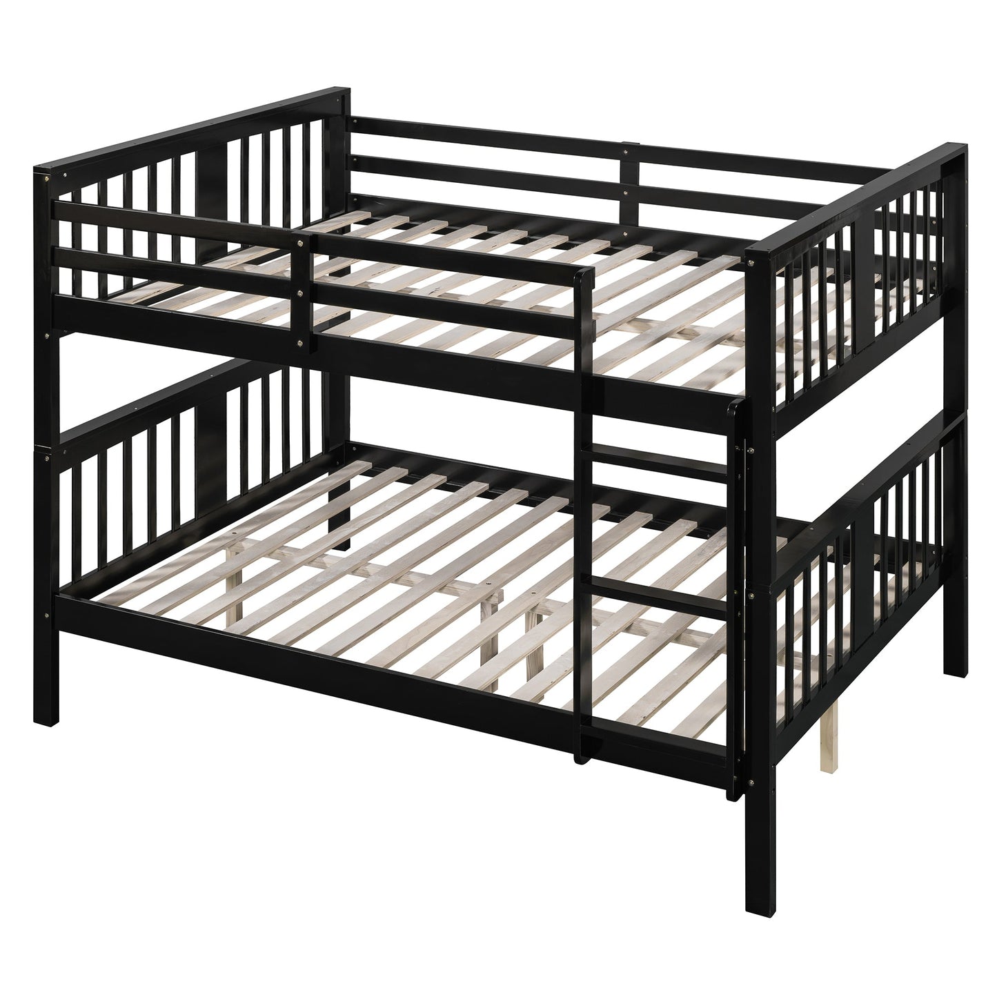Full over Full Bunk Bed with Ladder for Bedroom, Guest Room Furniture