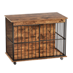 Large Wooden Dog Crate Furniture with Tray , Indoor Pet Kennel Side