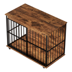 Large Wooden Dog Crate Furniture with Tray , Indoor Pet Kennel Side