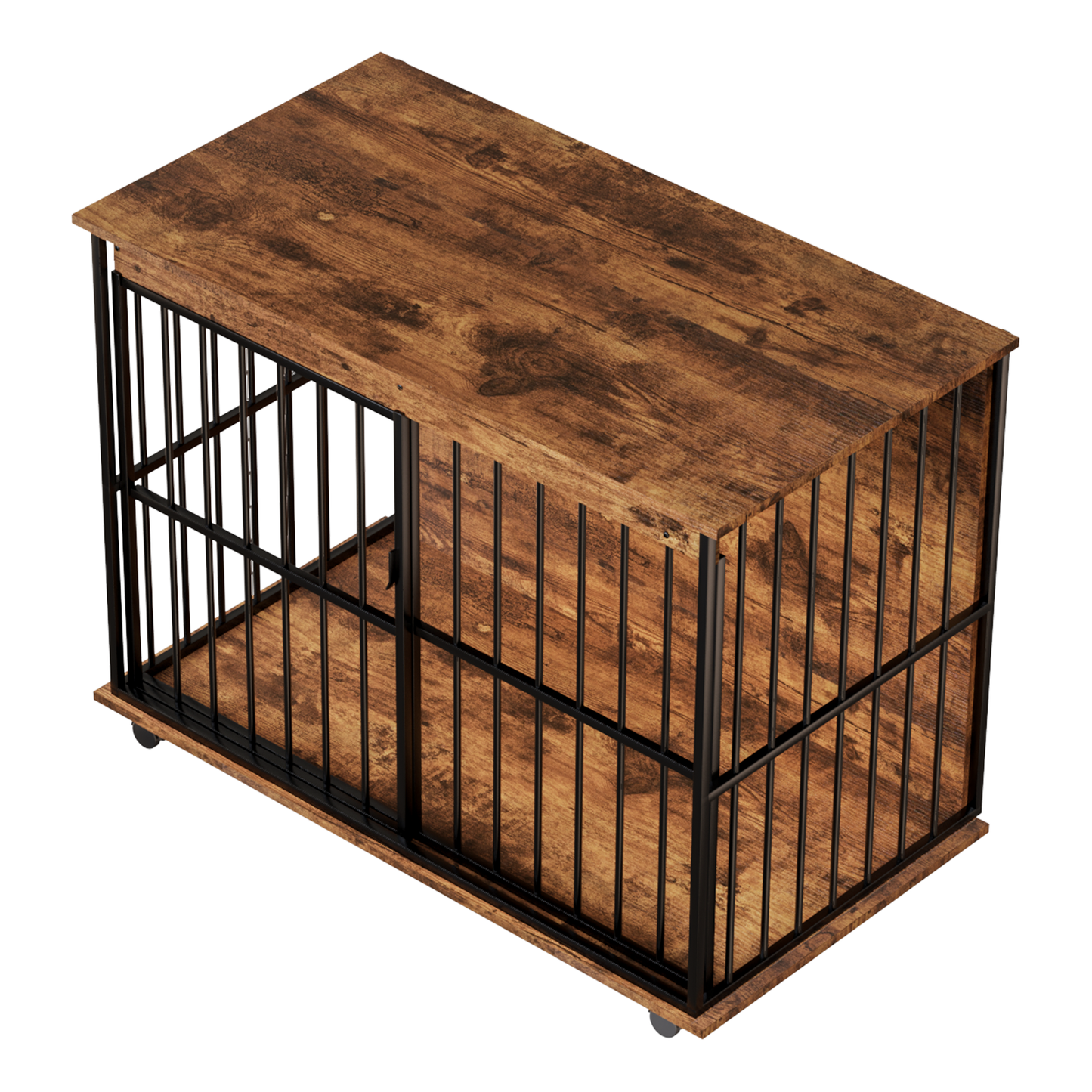 Large Wooden Dog Crate Furniture with Tray , Indoor Pet Kennel Side