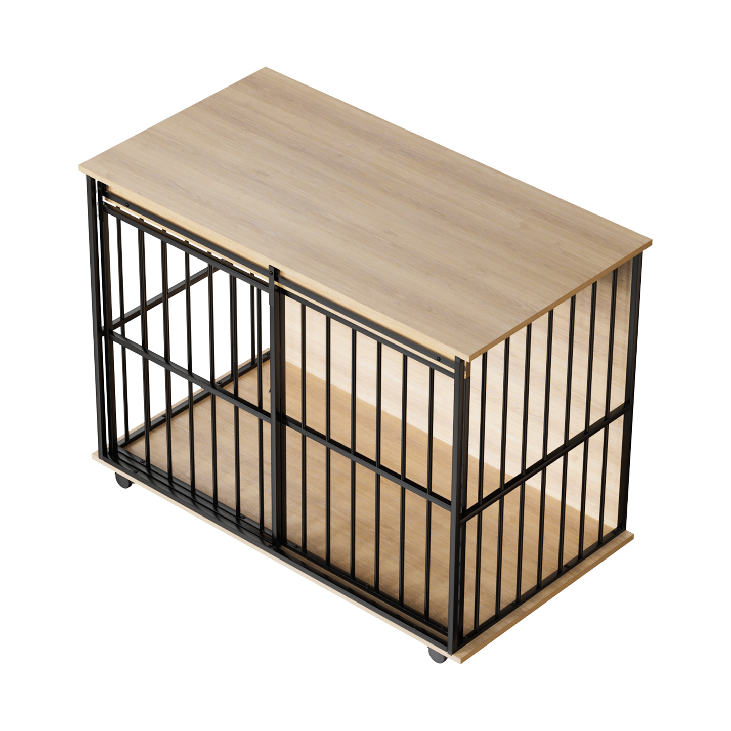 Large Wooden Dog Crate Furniture with Tray , Indoor Pet Kennel Side