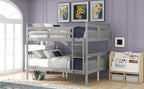 Full over Full Bunk Bed with Ladder for Bedroom, Guest Room Furniture