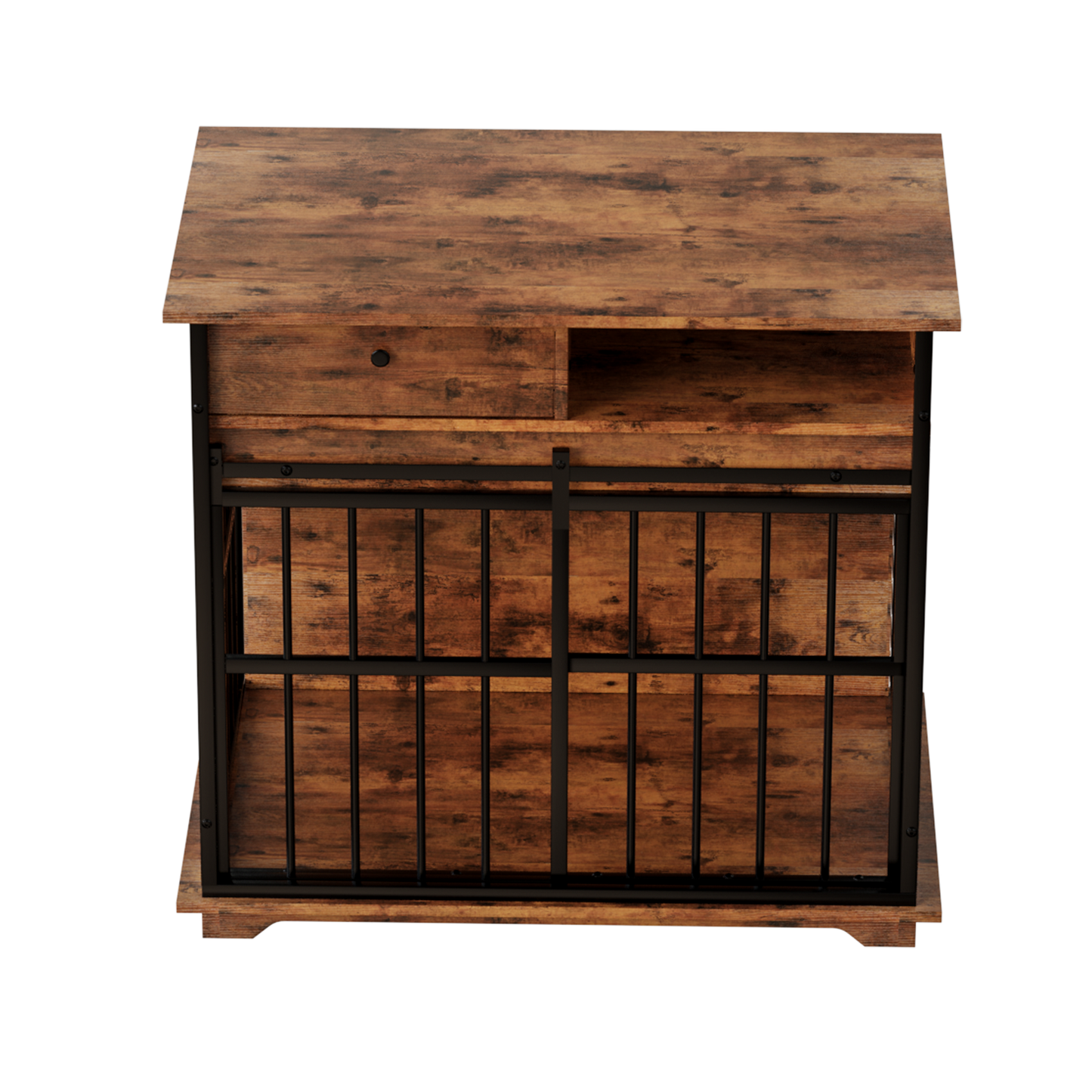 Modern Wooden Dog Crate Furniture with Tray, Large Indoor Pet Kennel