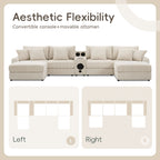 [VIDEO]141.5*64'' Corduroy Sectional Sofa with Bluetooth Speakers,