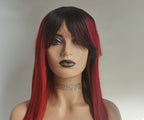 - LuxeFlow Hair Real Human Hair Wig - DARK/RED